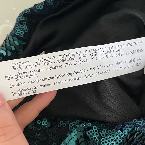 Zara Emerald Green Sequinned Tube Top with Diamond Pattern - Picture 10 of 11